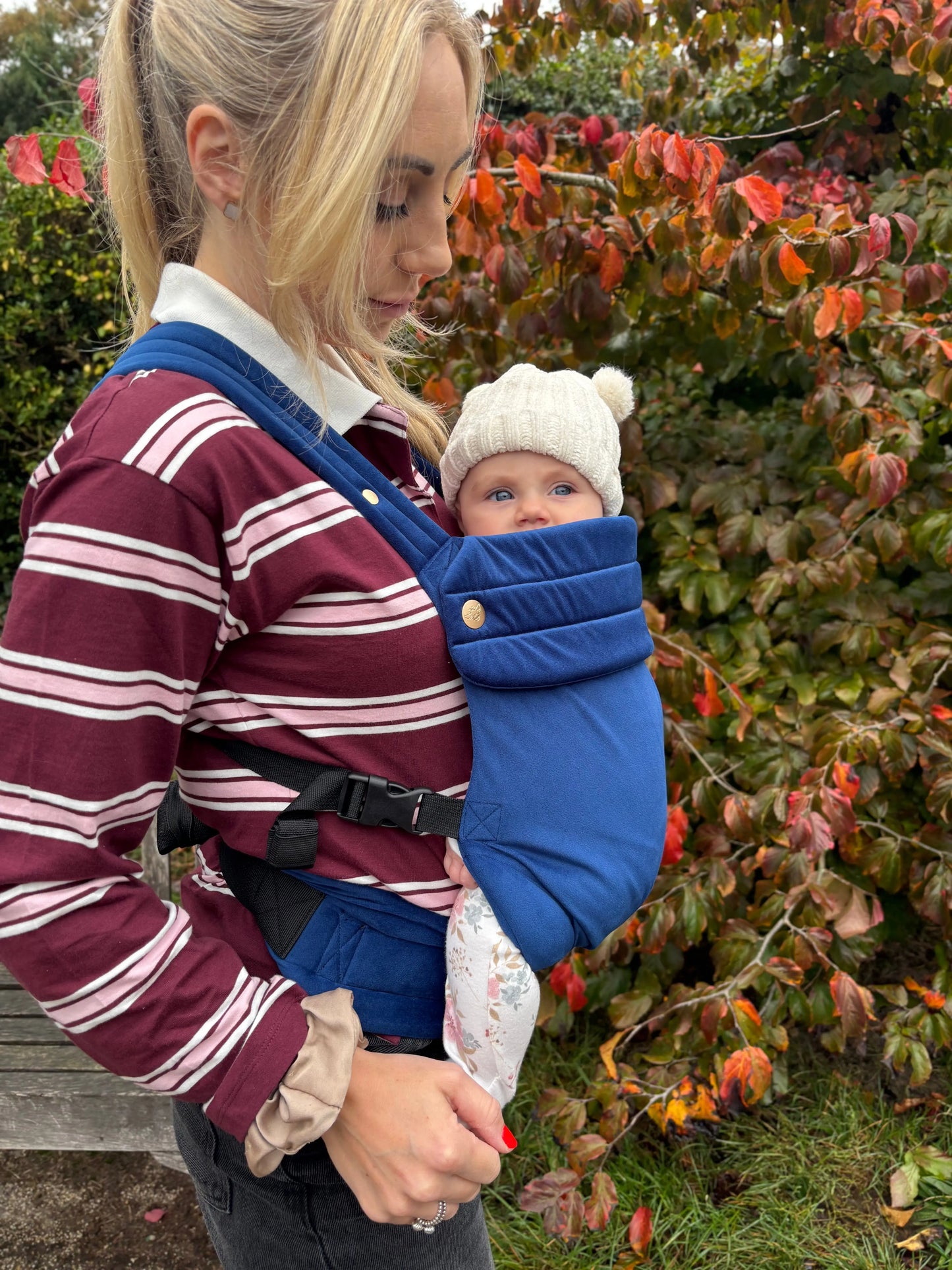 Velvet Baby Carrier - True Blue Bizzi Growin Nursery Interiors