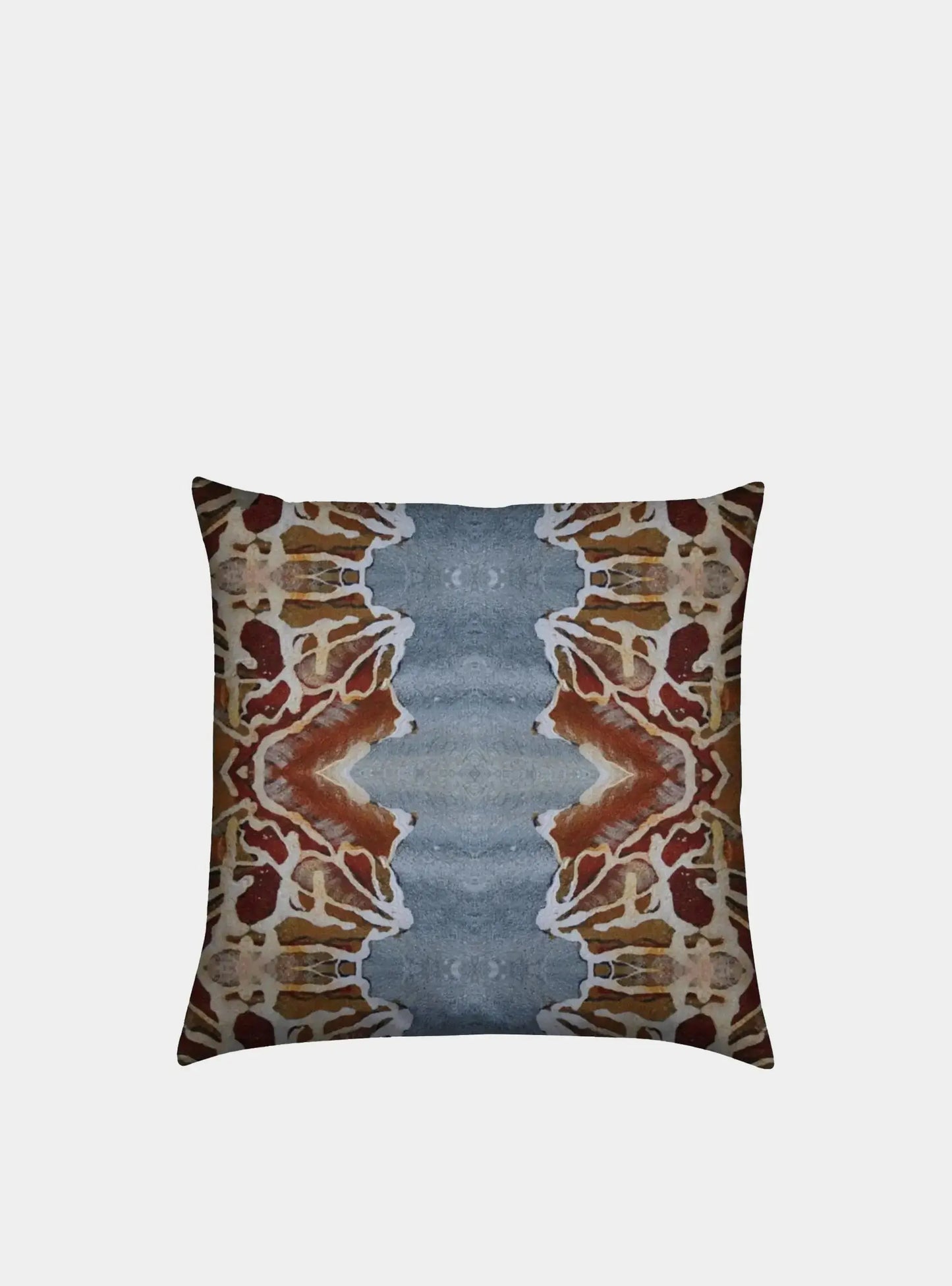 Velvet Cushion - Orange Blue Rose Detail Long Studio Design