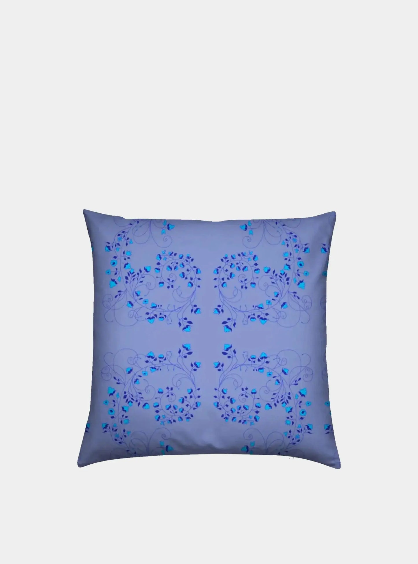 Velvet Cushion - Turquoise Flowers on Blue Long Studio Design