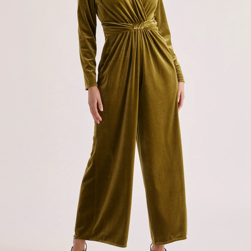 Velvet Knot-Waist Jumpsuit Paisie
