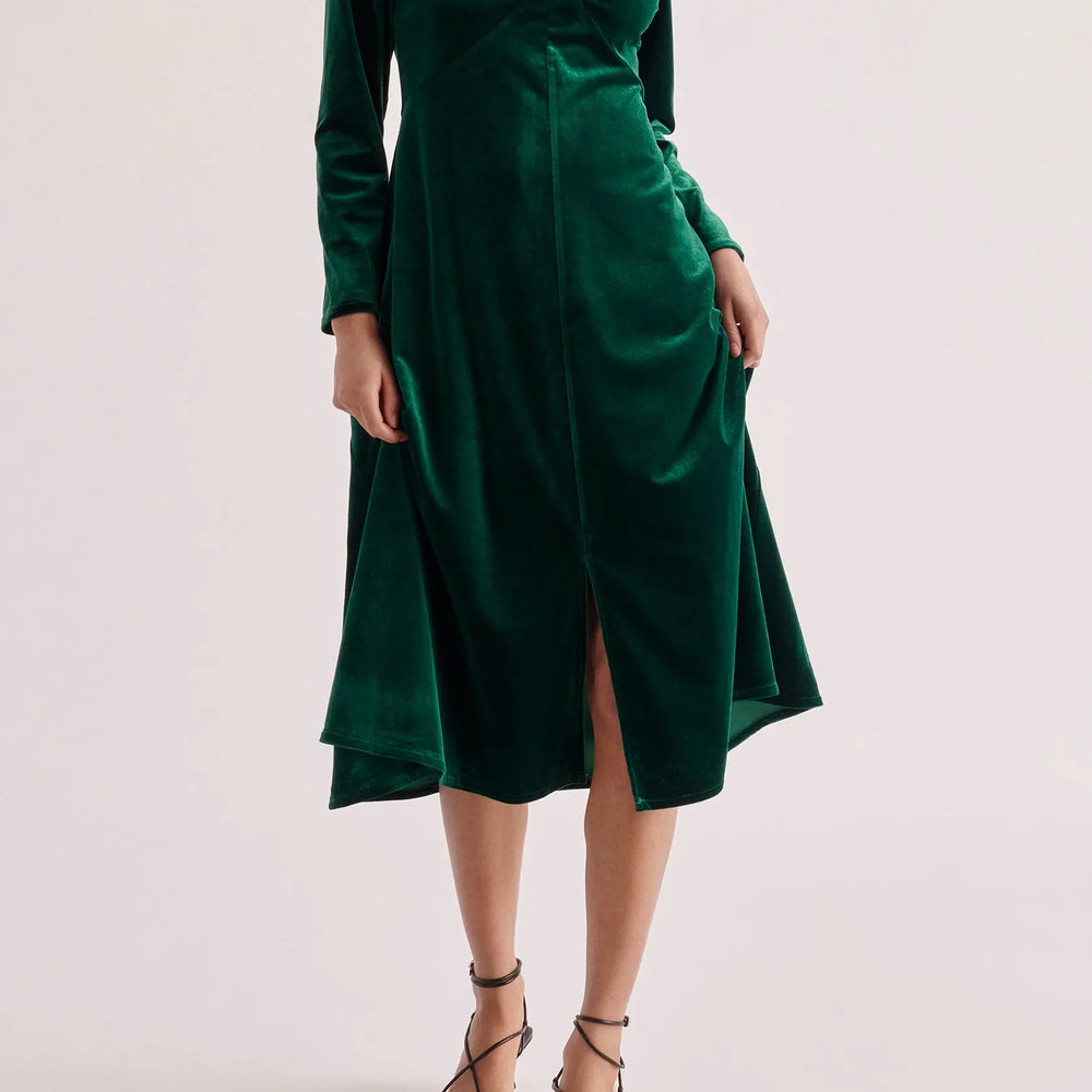Velvet Tie-Neck Dress Paisie