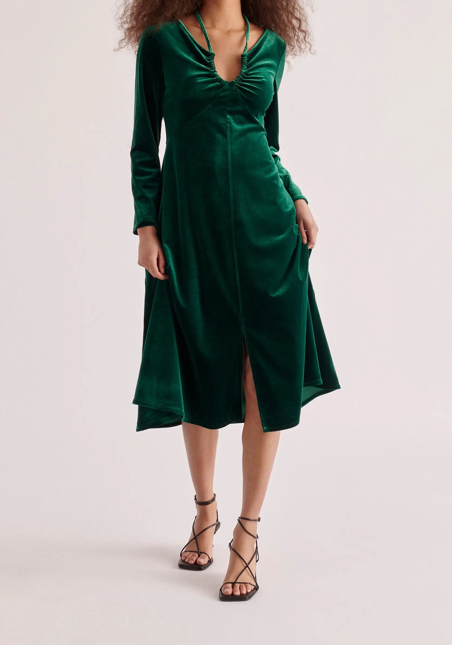 Velvet Tie-Neck Dress Paisie
