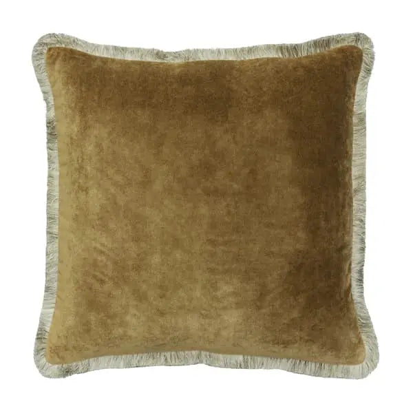 Venetia Bronze, Sustainable Feather, Cushion Sophie Paterson With Trim/Fringe & Velvet Plain & Plain Texture Andrew Martin