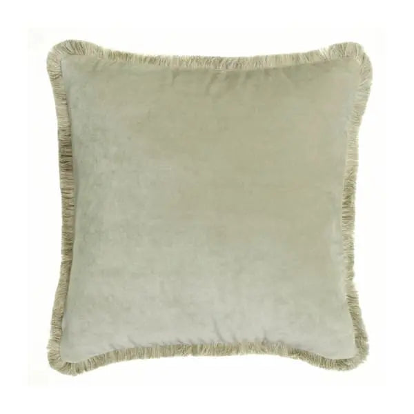 Venetia Ecru, Sustainable Feather, Cushion Sophie Paterson With Trim/Fringe & Linen Blend & Velvet Plain & Plain Texture Andrew Martin