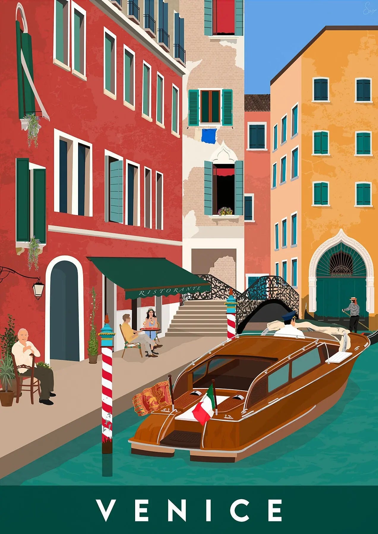 Venice, Italy Travel art by SAX Doodle