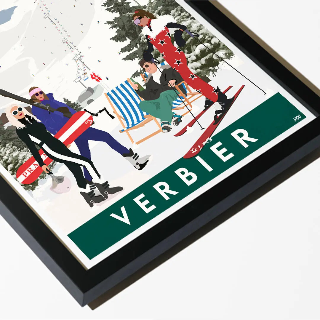 Verbier Travel art by SAX Doodle