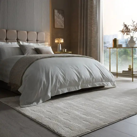 Via Diamond Textured Luxe Rug Dunelm