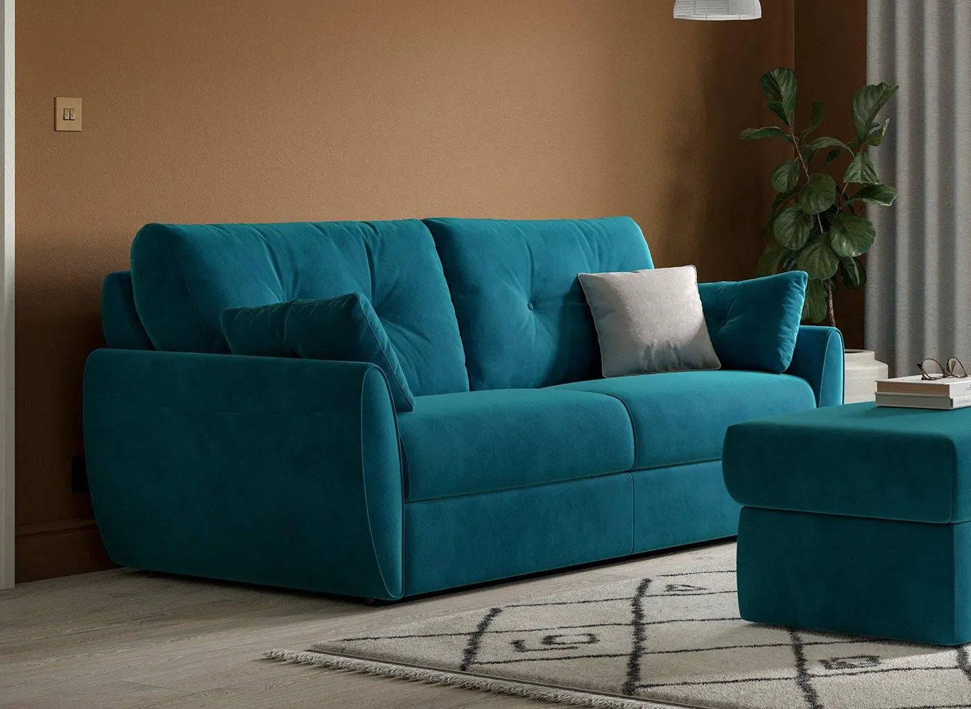 Vicenza 3-Seater Pull-Out Sofa Bed - Blue Dreams