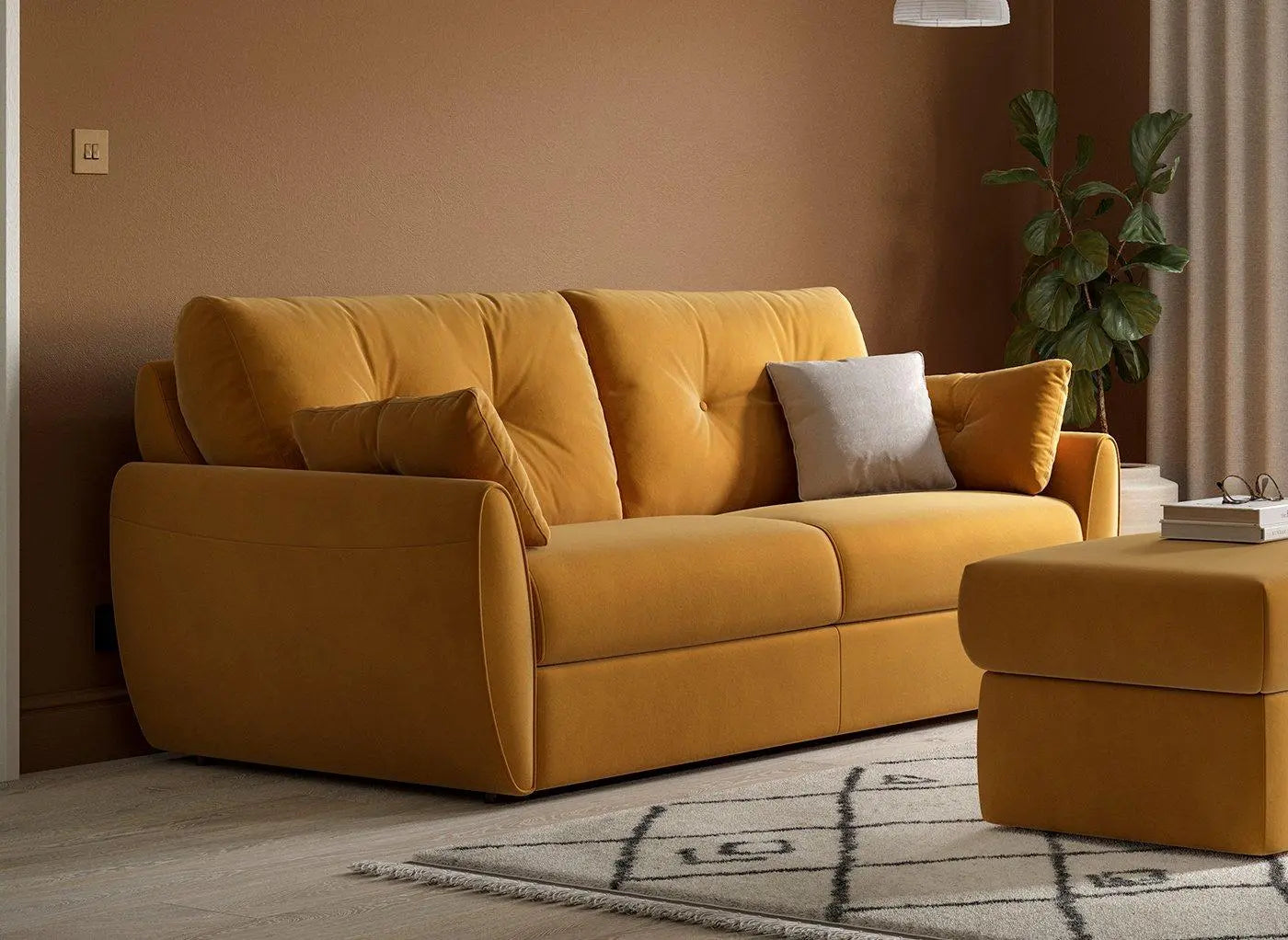 Vicenza 3-Seater Pull-Out Sofa Bed - Orange Dreams