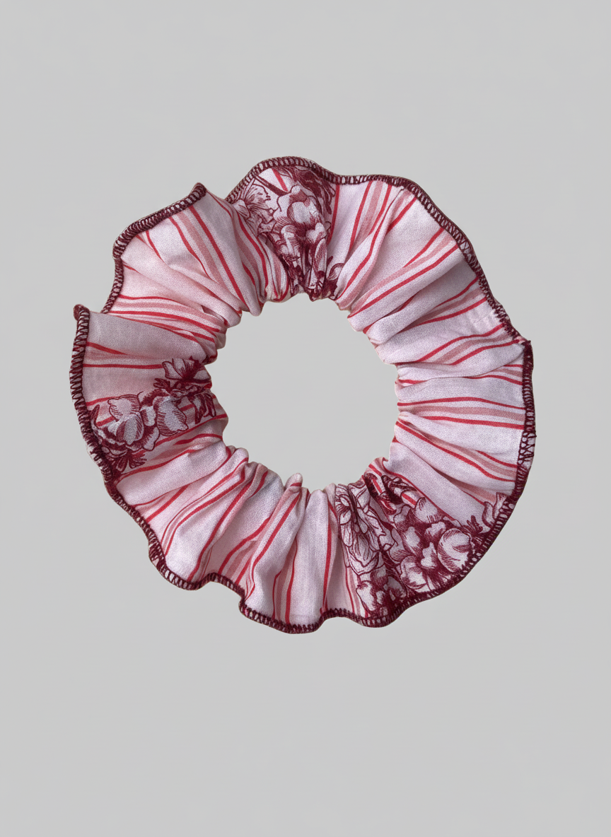 Victoria Organic Cotton Scrunchie – Pink Stripe & Rose Print AMOKA DALO