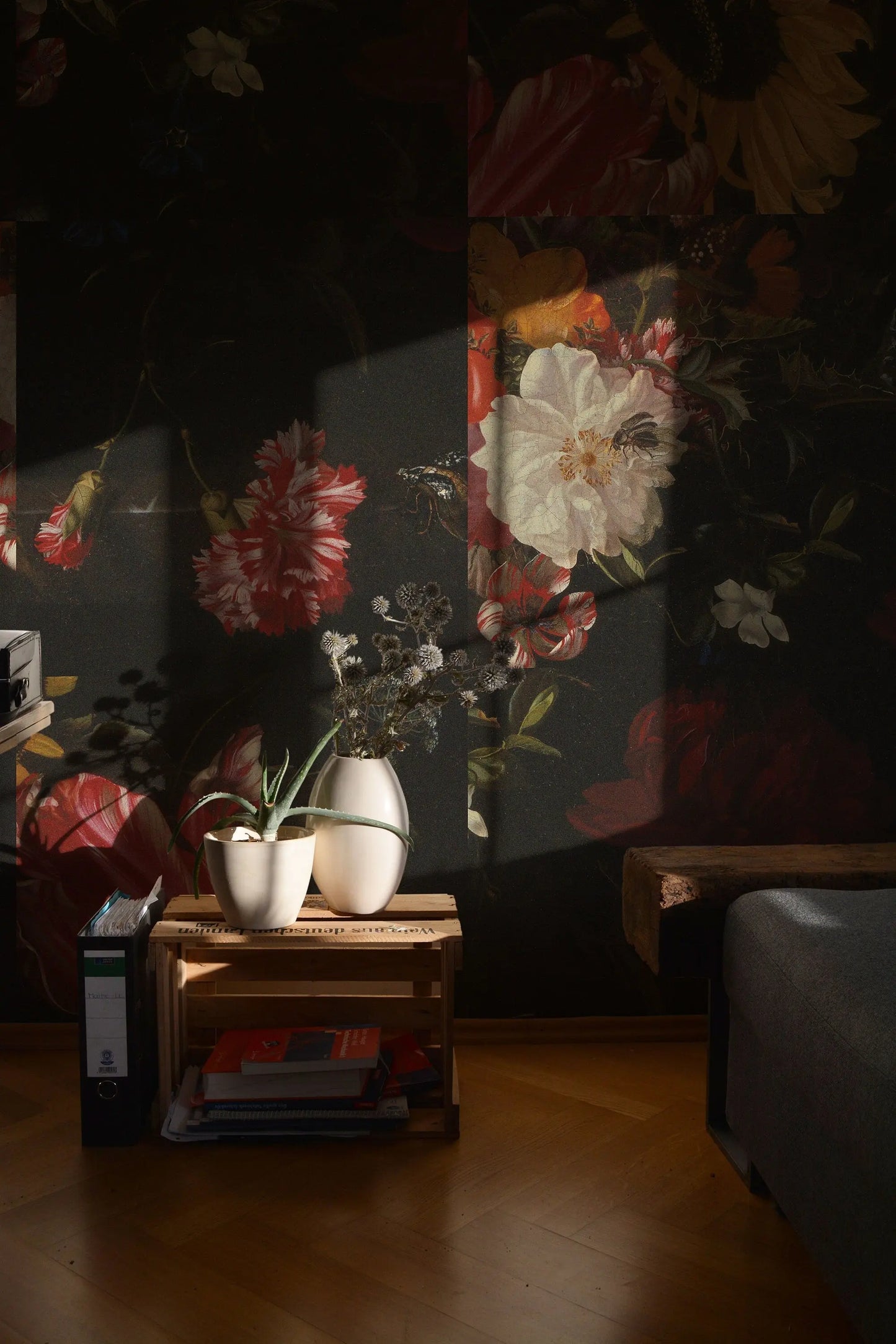 Vintage Dark Floral Peel and Stick Wallpaper | Botanical Wallpaper | Temporary Wallpaper | Dark Academia Decor | Renter Friendly Wall Decor ClickWalls
