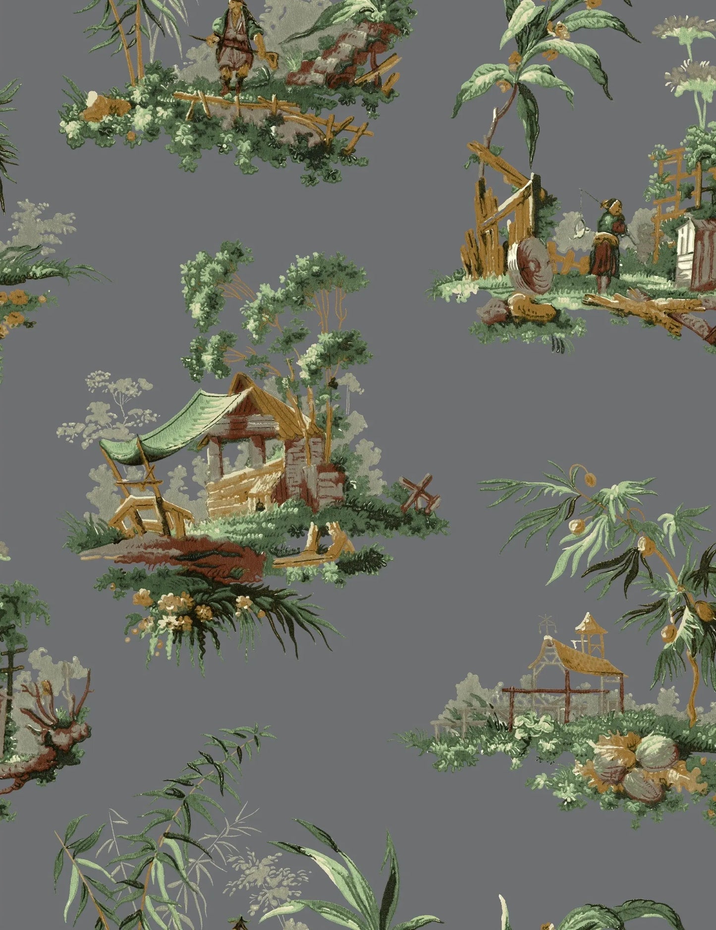 Vintage Oriental Wallpaper - Black Sharon Jane