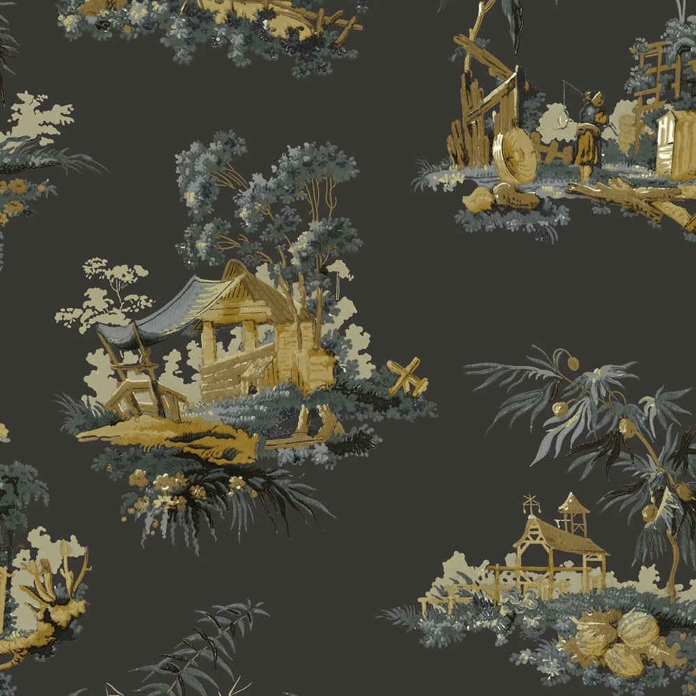 Vintage Oriental Wallpaper - Bright green Sharon Jane