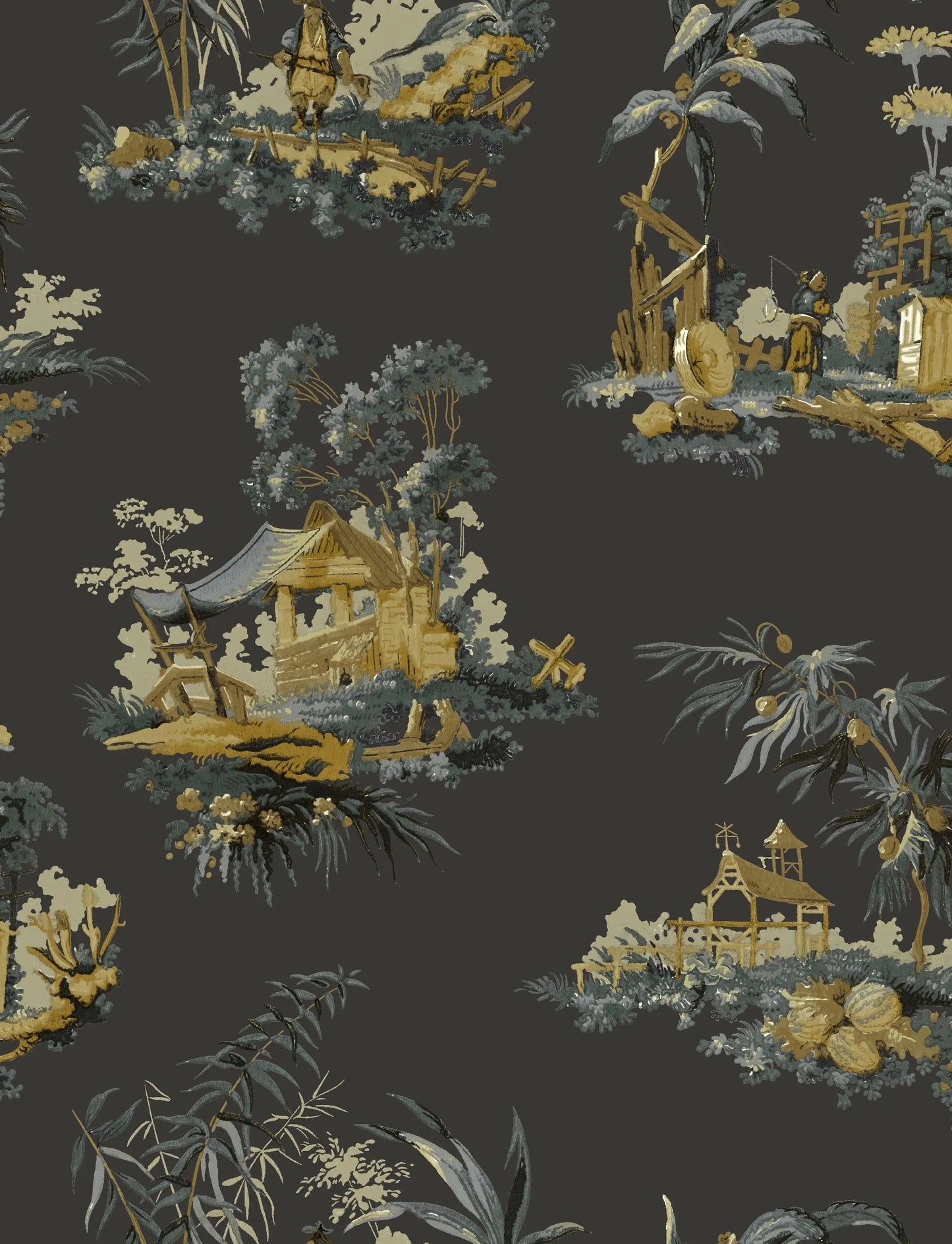 Vintage Oriental Wallpaper - Bright green Sharon Jane