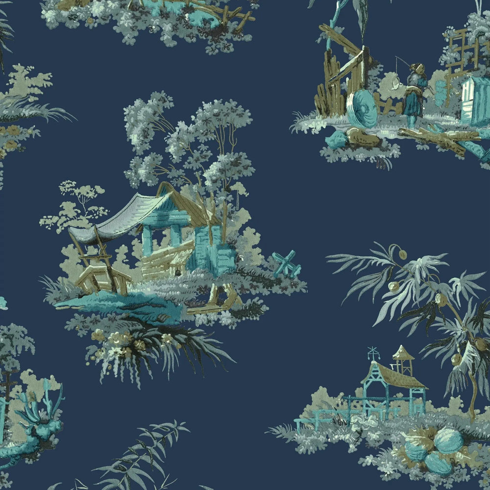 Vintage Oriental Wallpaper - Celadon Sharon Jane