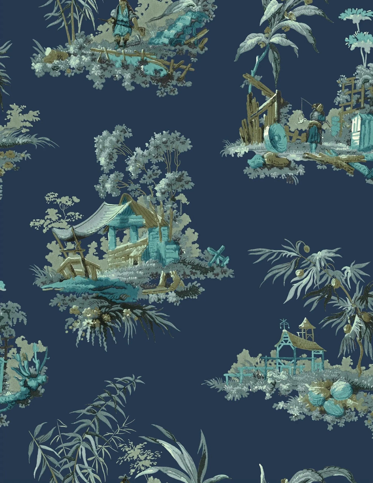 Vintage Oriental Wallpaper - Celadon Sharon Jane