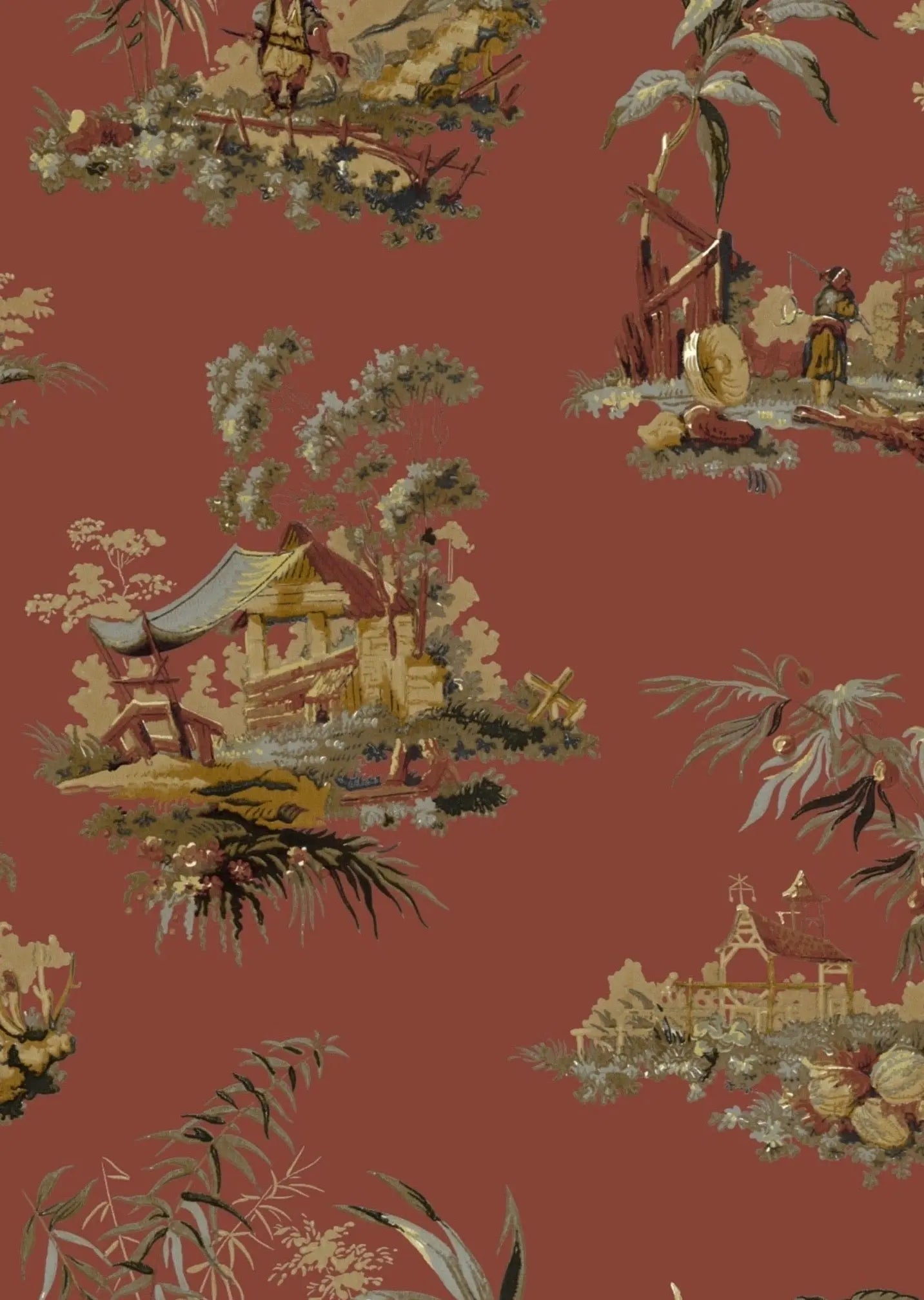 Vintage Oriental Wallpaper - Chinese Red Sharon Jane