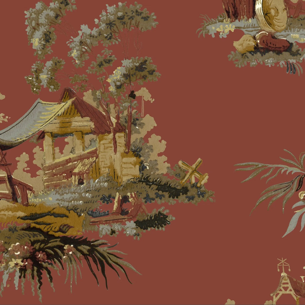 Vintage Oriental Wallpaper - Chinese Red Sharon Jane
