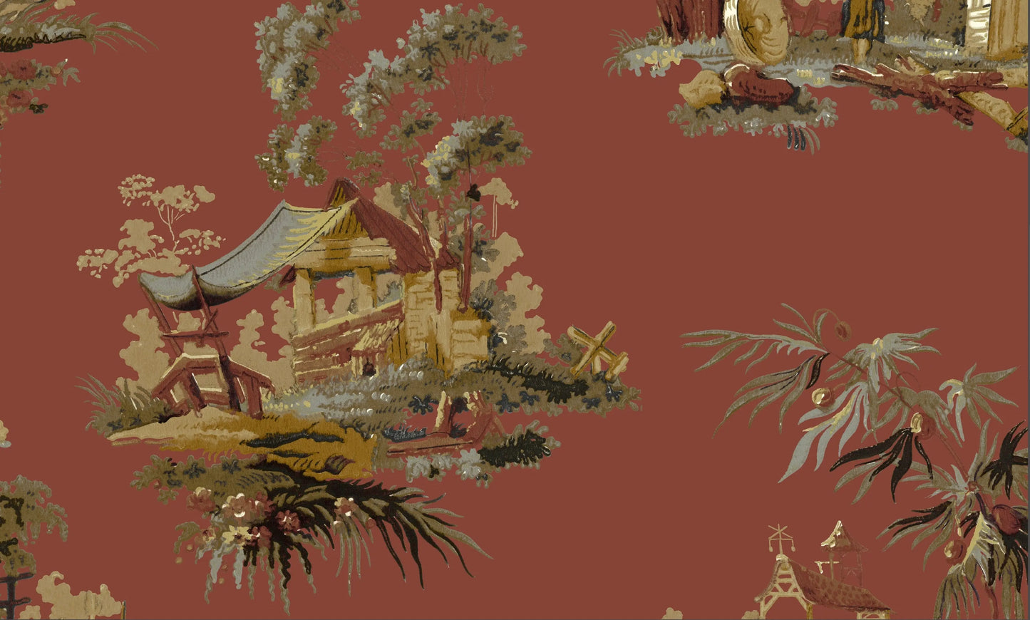 Vintage Oriental Wallpaper - Chinese Red Sharon Jane
