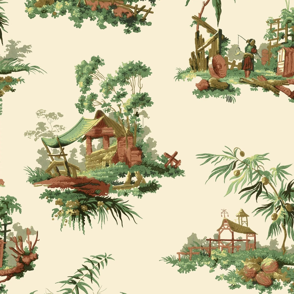 Vintage Oriental Wallpaper - Coral Sharon Jane