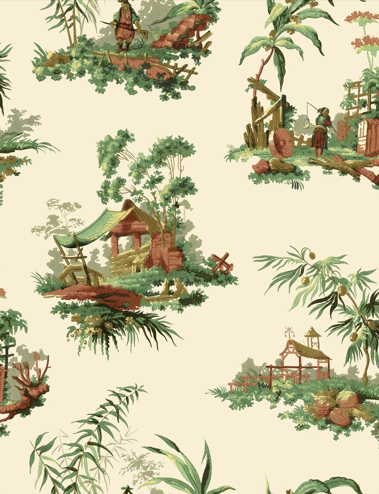 Vintage Oriental Wallpaper - Coral Sharon Jane
