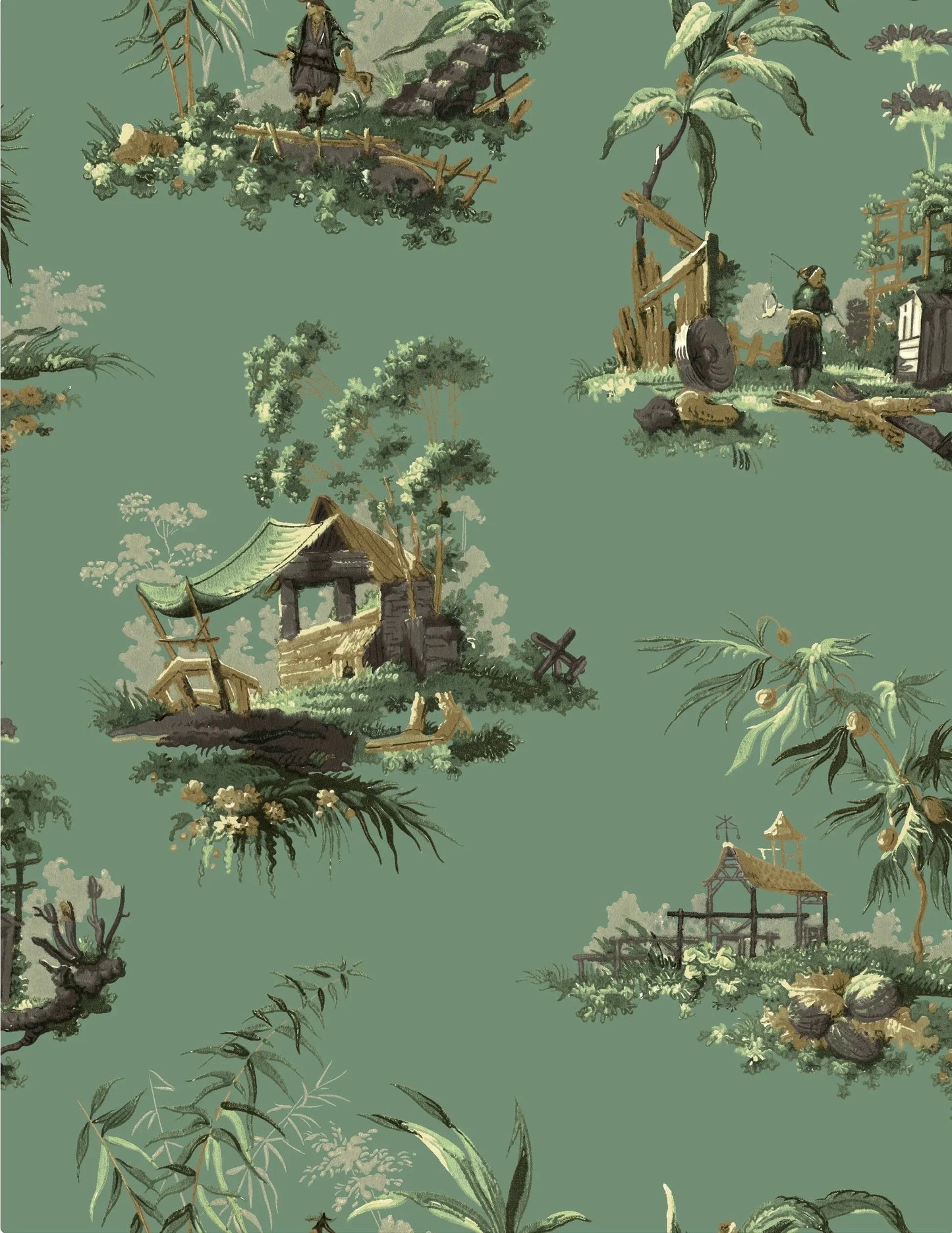 Vintage Oriental Wallpaper - Fern Sharon Jane