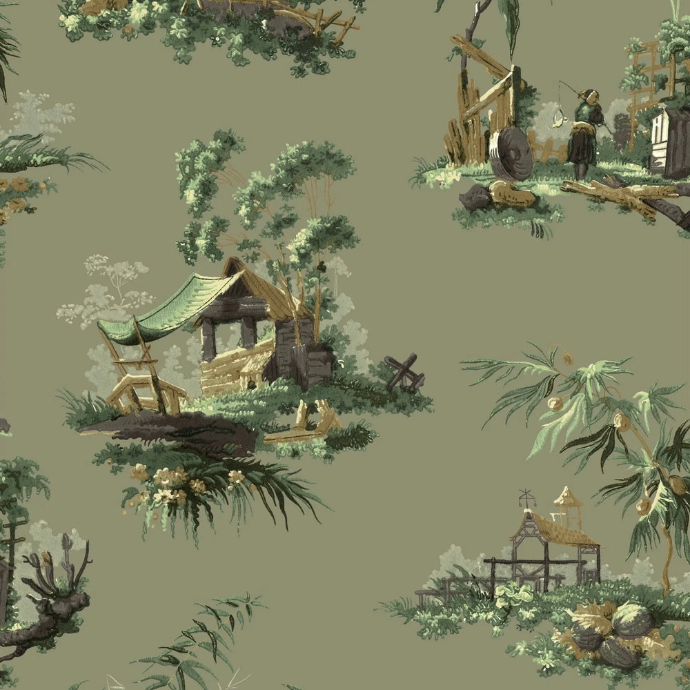 Vintage Oriental Wallpaper - Grey Sharon Jane