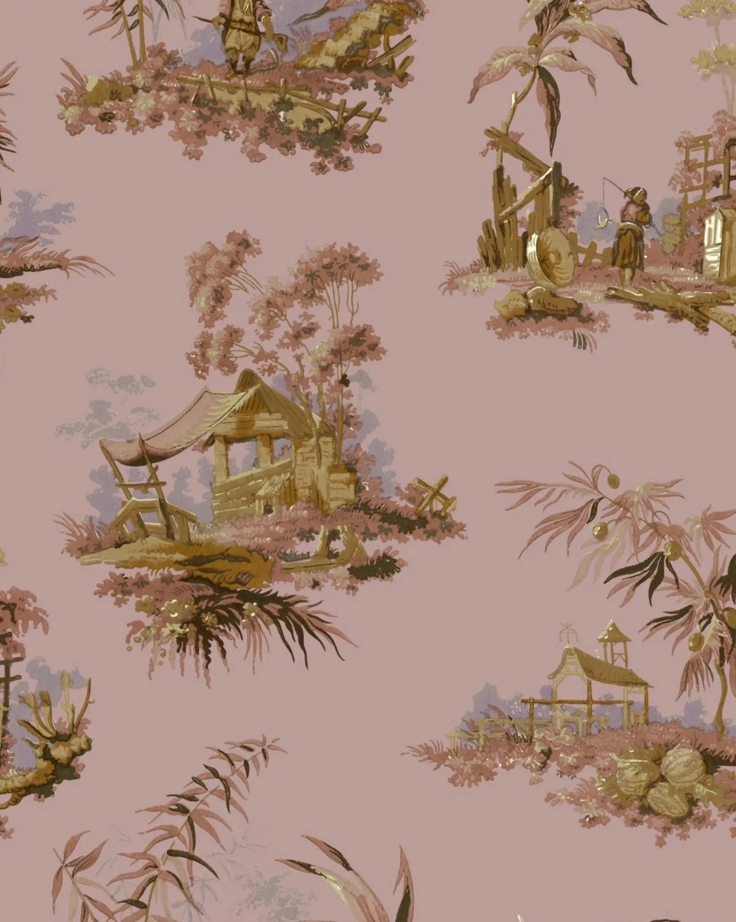 Vintage Oriental Wallpaper - Ice pink Sharon Jane