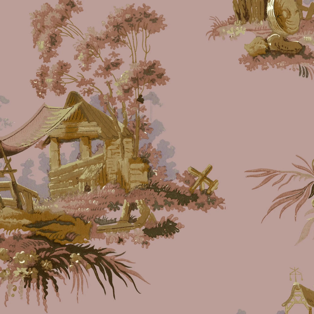 Vintage Oriental Wallpaper - Ice pink Sharon Jane