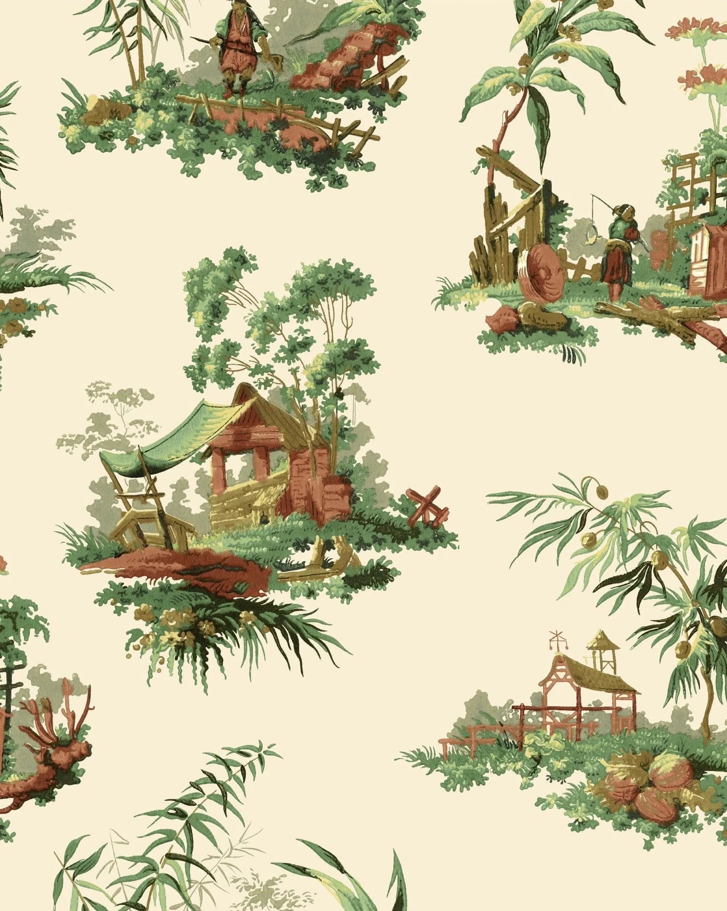 Vintage Oriental Wallpaper - Ivory Sharon Jane
