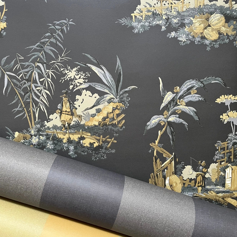 Vintage Oriental Wallpaper - Lacquer Sharon Jane