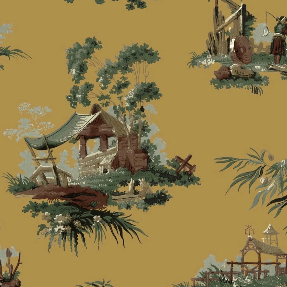 Vintage Oriental Wallpaper - Ochre Sharon Jane