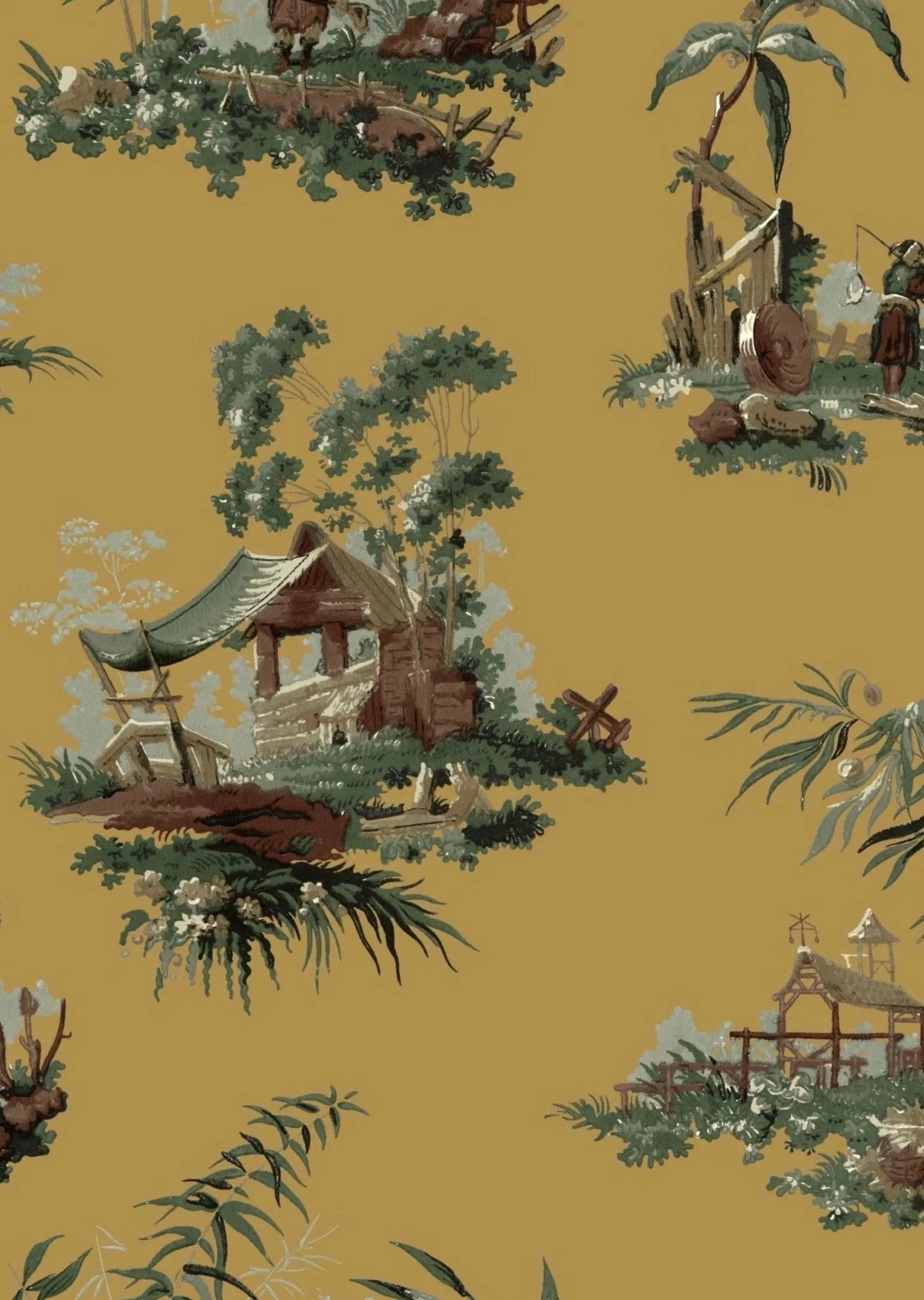 Vintage Oriental Wallpaper - Ochre Sharon Jane