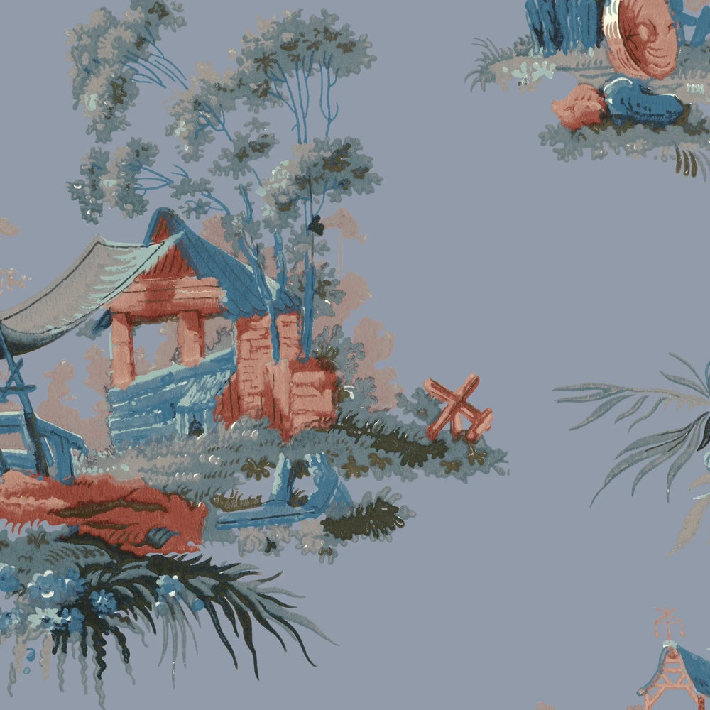Vintage Oriental Wallpaper - Powder Blue Sharon Jane