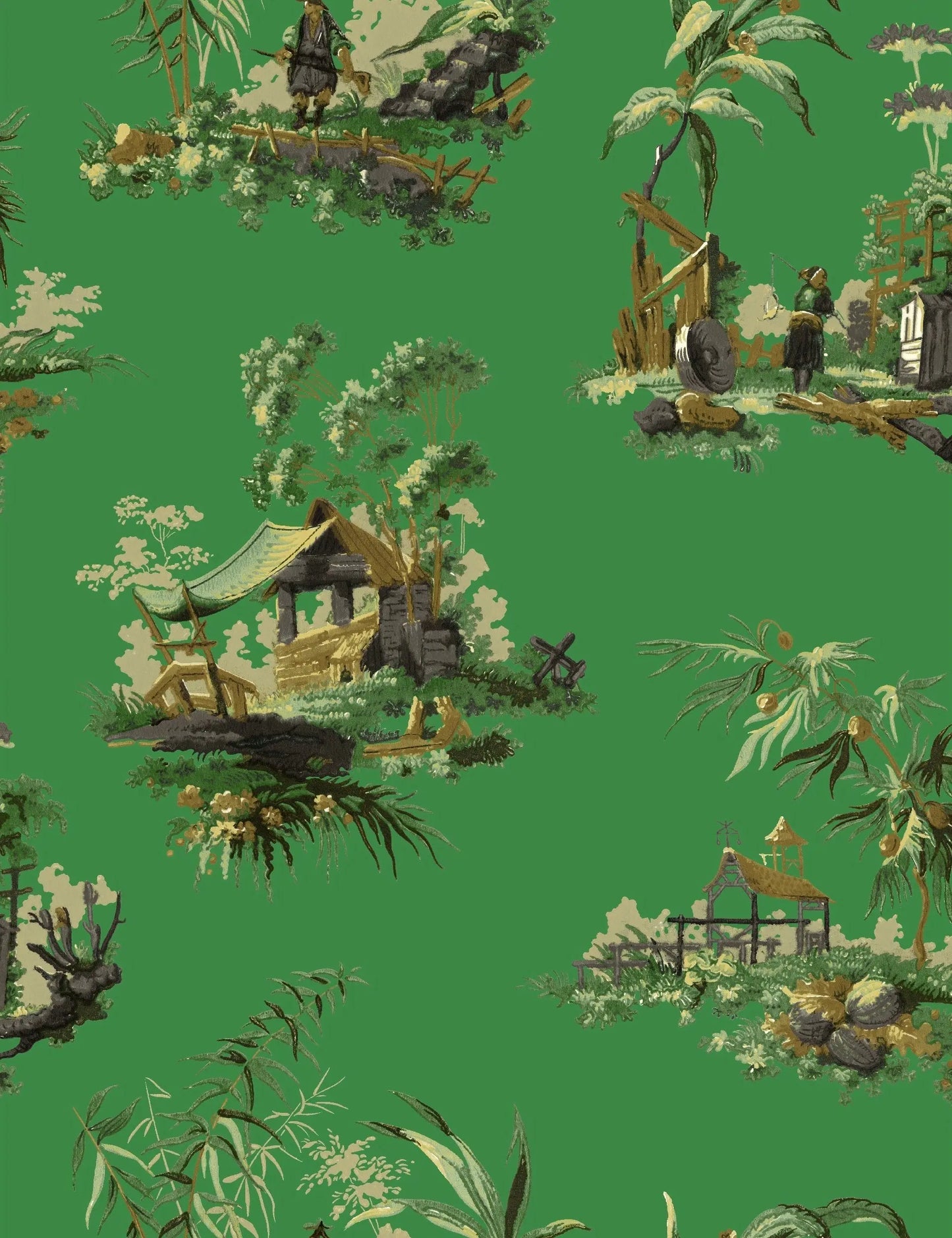 Vintage Oriental Wallpaper - Putty Sharon Jane