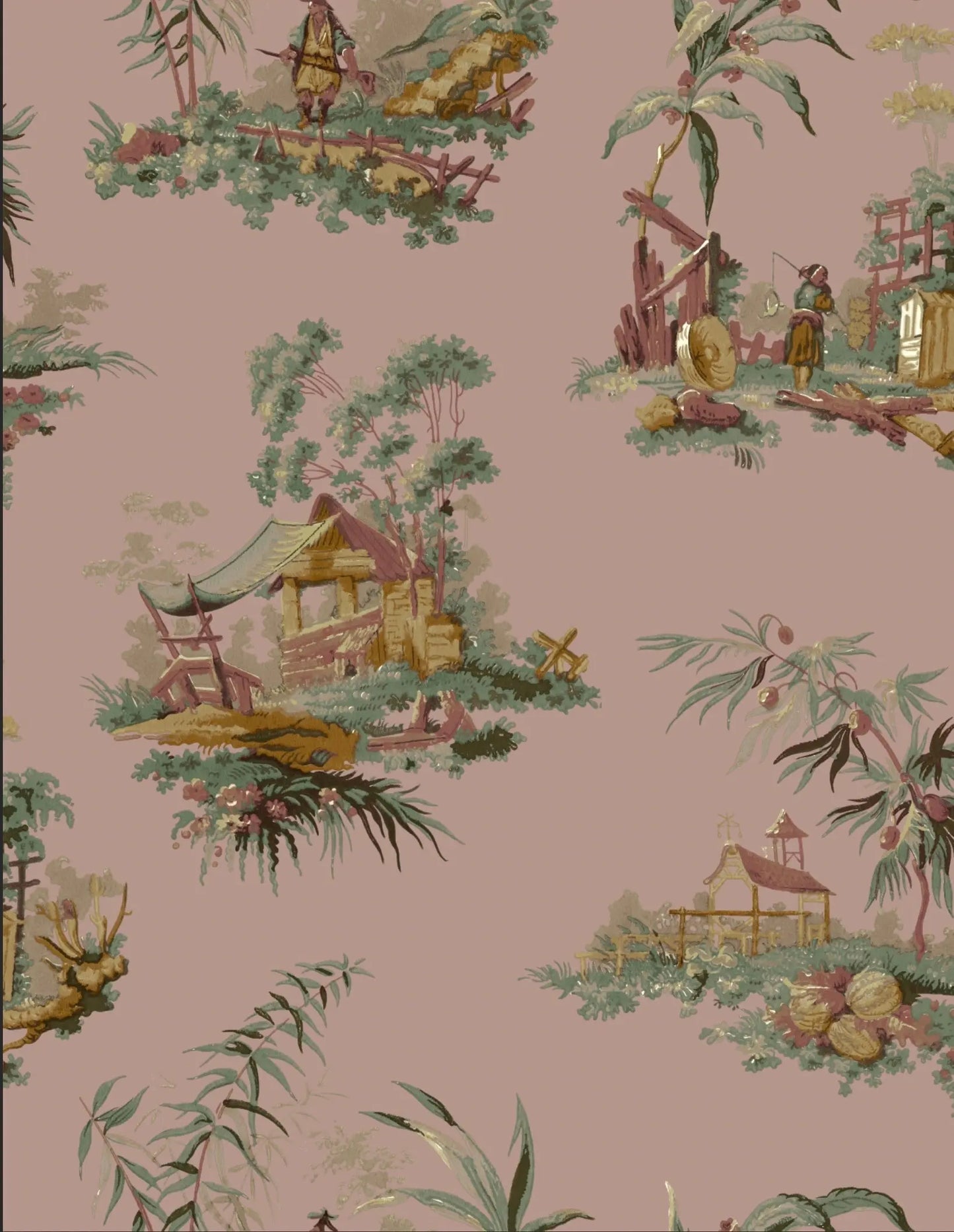 Vintage Oriental Wallpaper - Rose Sharon Jane