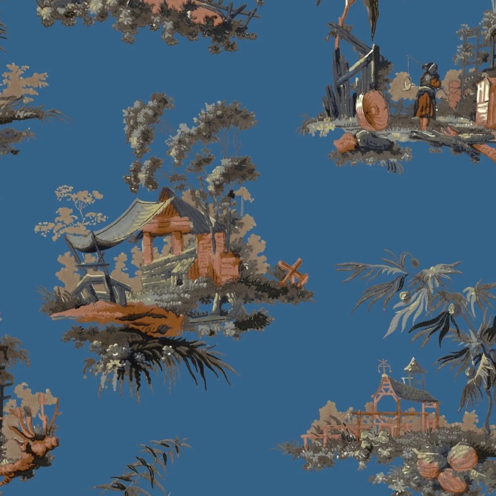 Vintage Oriental Wallpaper - Royal Blue Sharon Jane