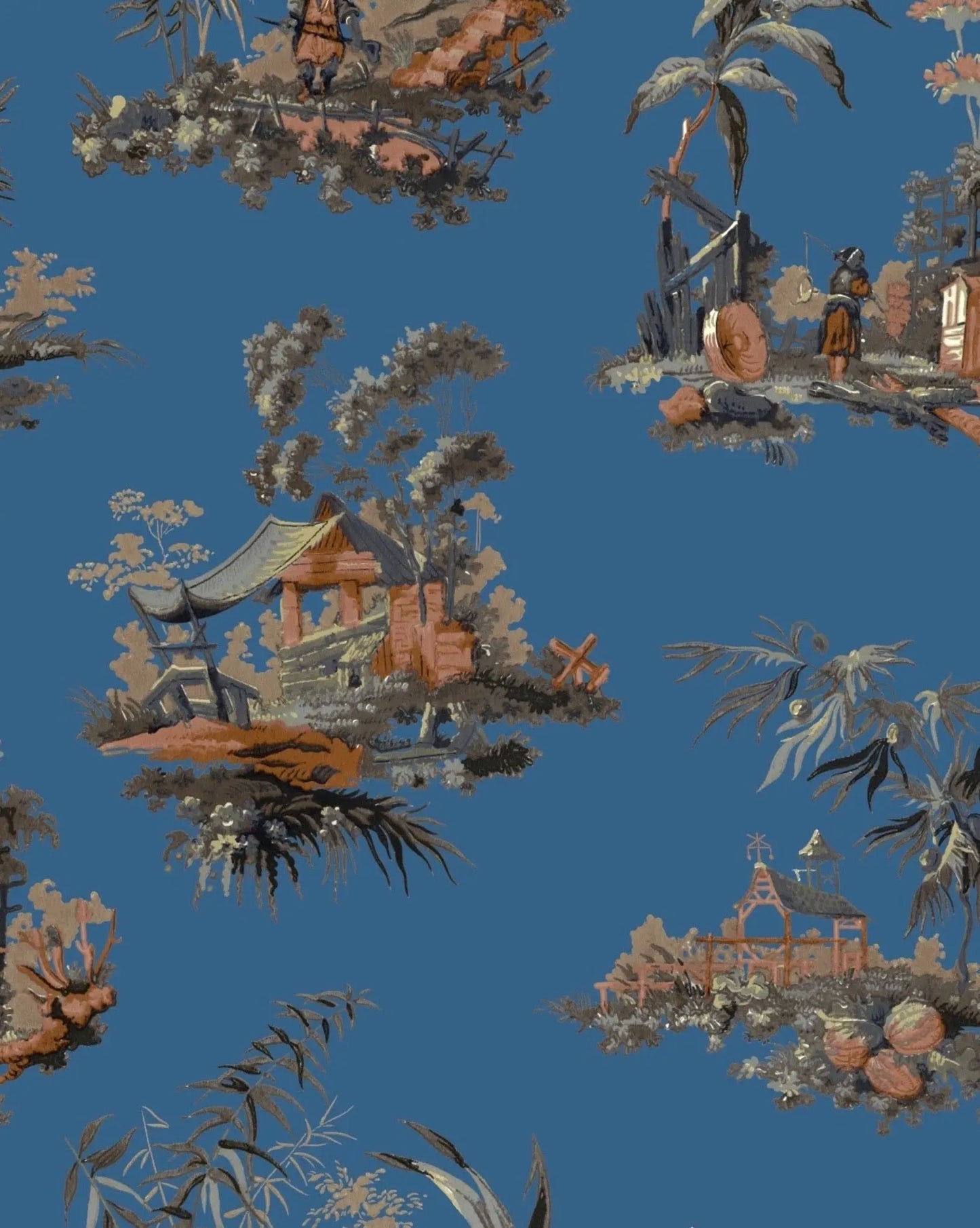 Vintage Oriental Wallpaper - Royal Blue Sharon Jane