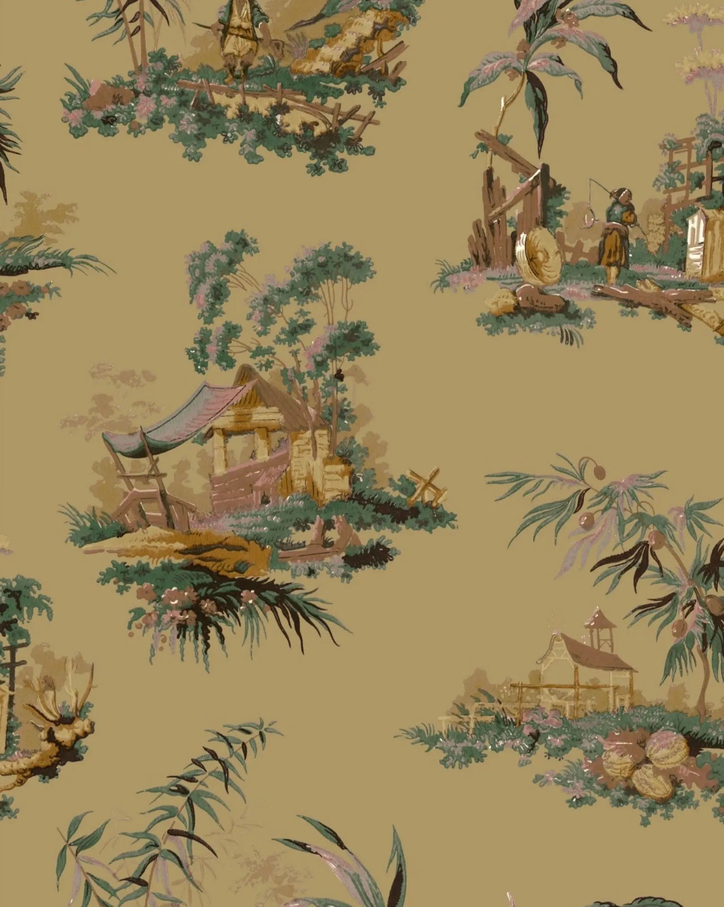 Vintage Oriental Wallpaper - Vanilla Sharon Jane