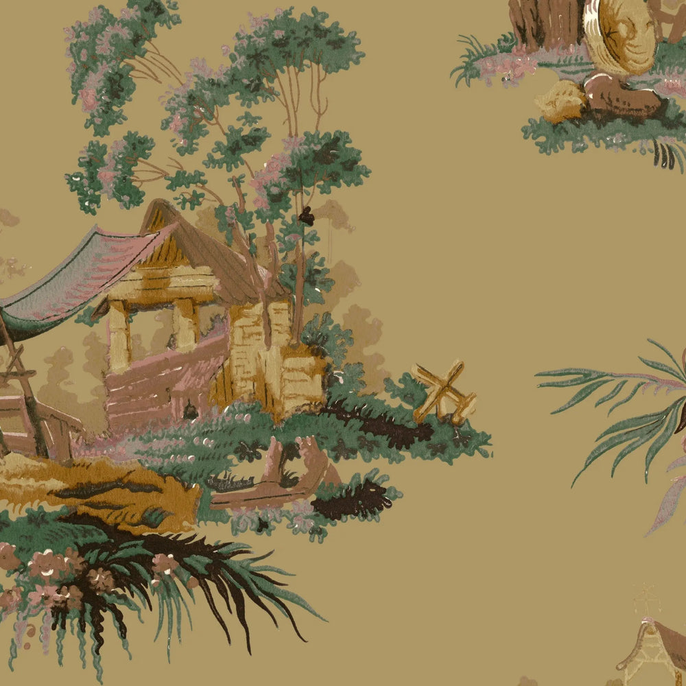 Vintage Oriental Wallpaper - Vanilla Sharon Jane