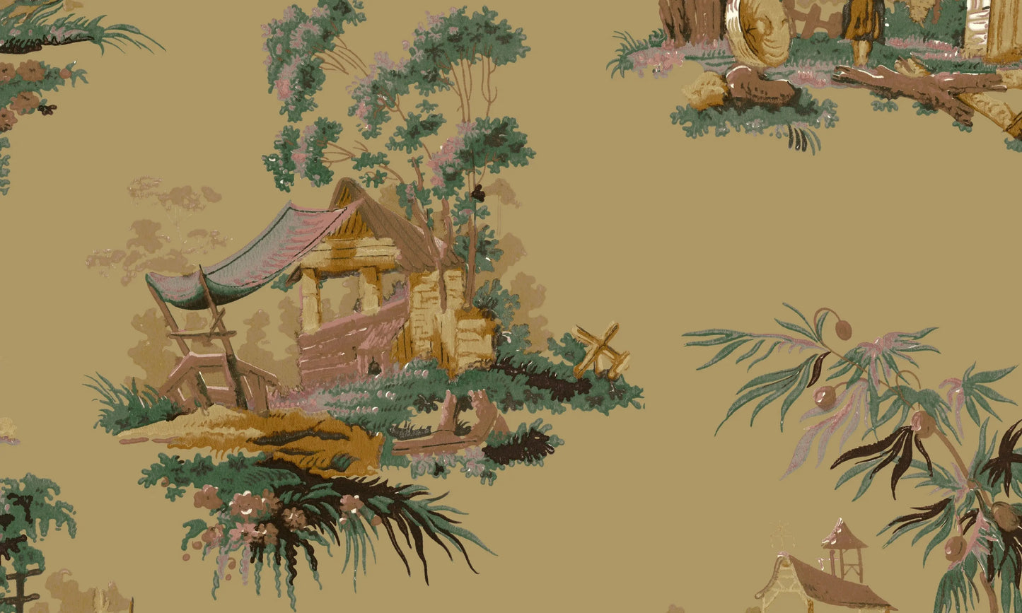 Vintage Oriental Wallpaper - Vanilla Sharon Jane