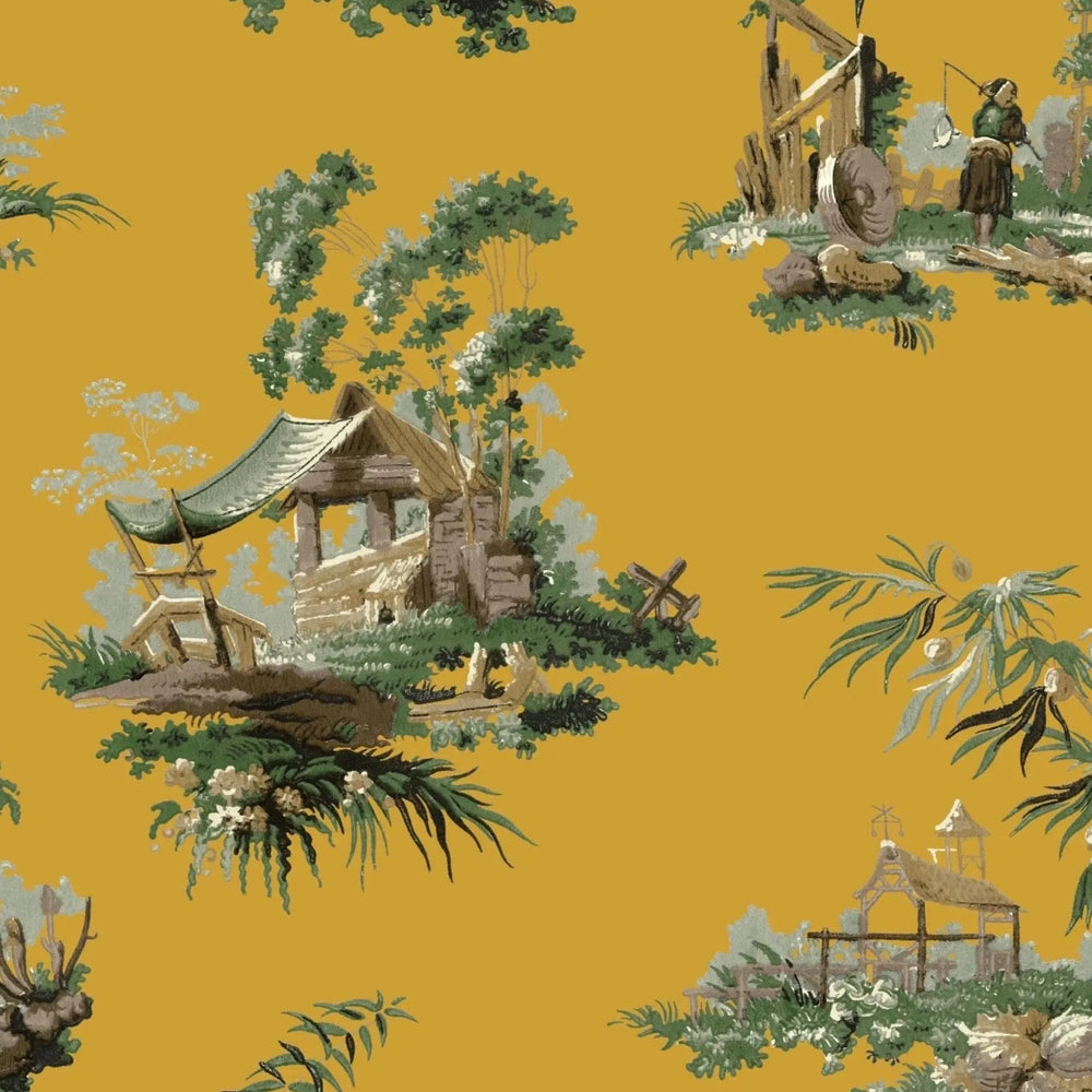 Vintage Oriental Wallpaper - Yellow Sharon Jane