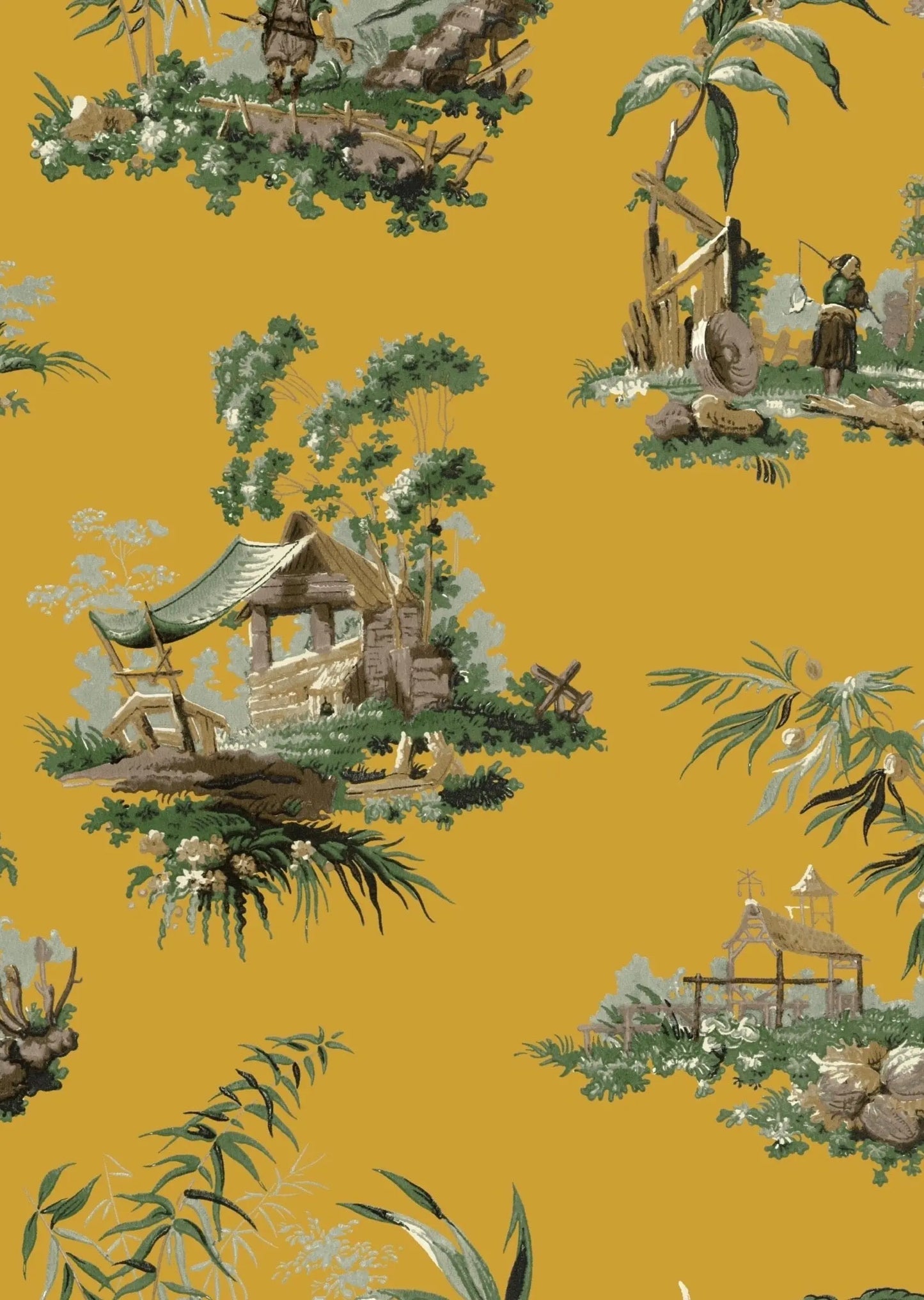 Vintage Oriental Wallpaper - Yellow Sharon Jane