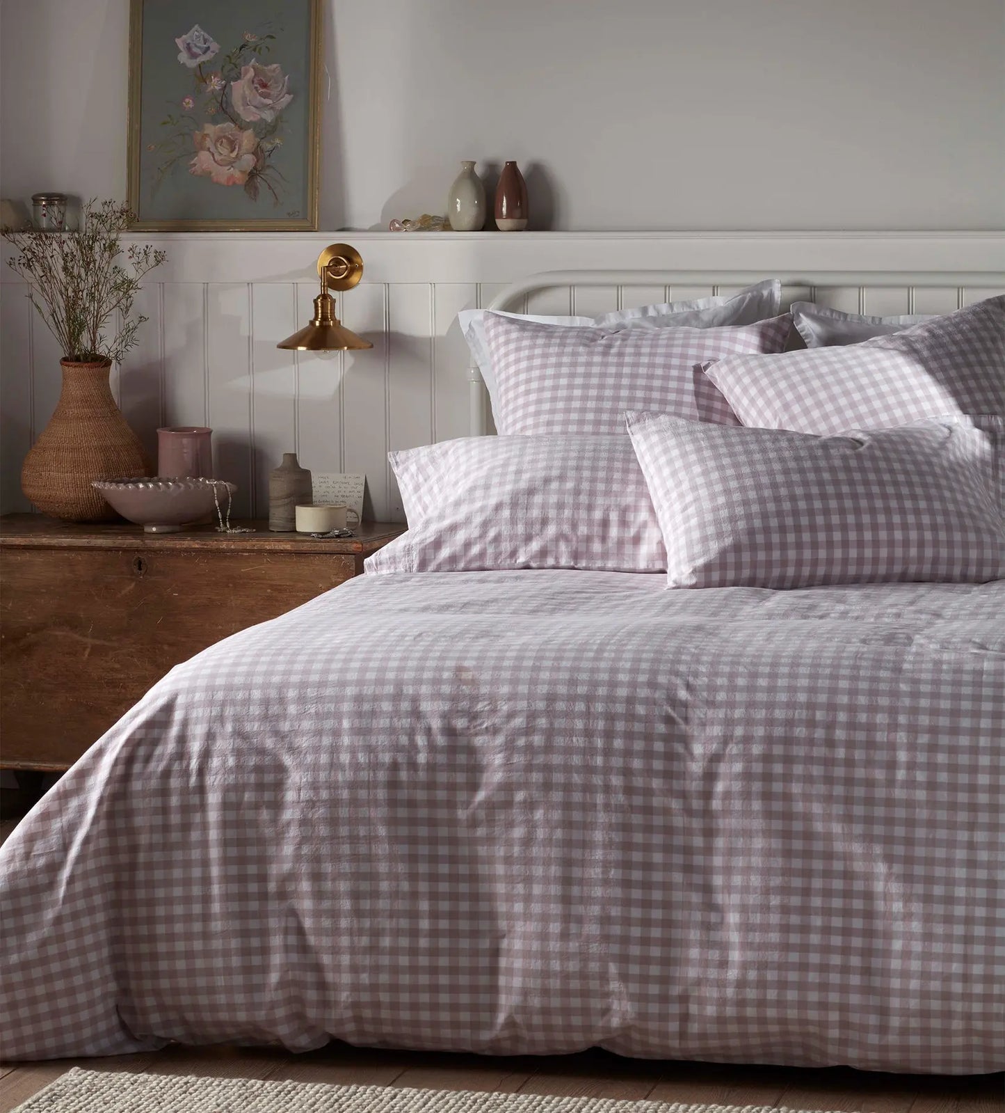 Vintage Rose Harriet Gingham 100% Organic Cotton Duvet Cover The Secret Linen Store