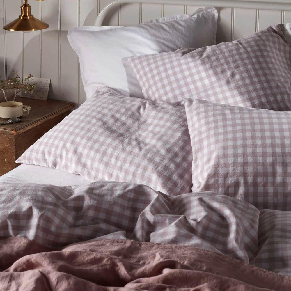 Vintage Rose Harriet Gingham 100% Organic Cotton Pillowcase The Secret Linen Store