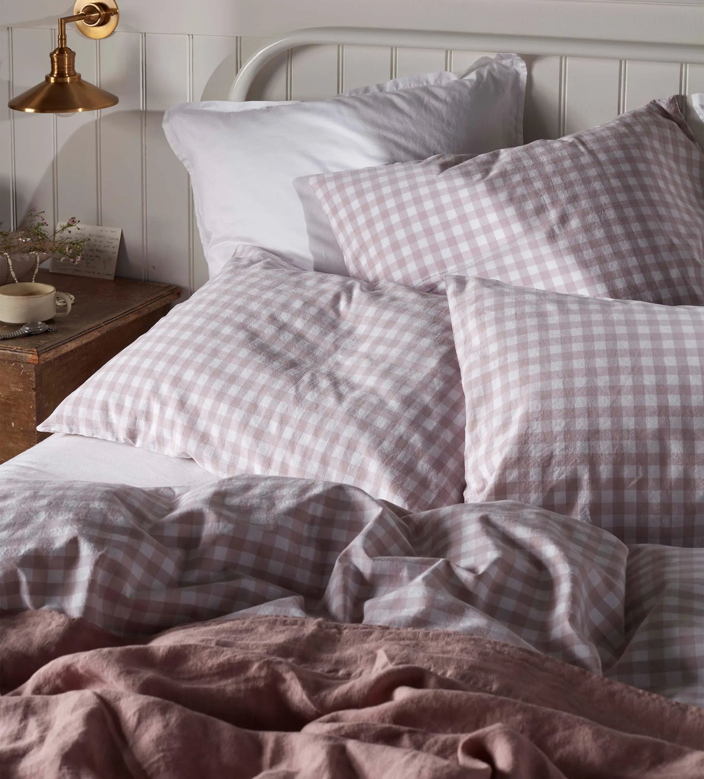 Vintage Rose Harriet Gingham 100% Organic Cotton Pillowcase The Secret Linen Store