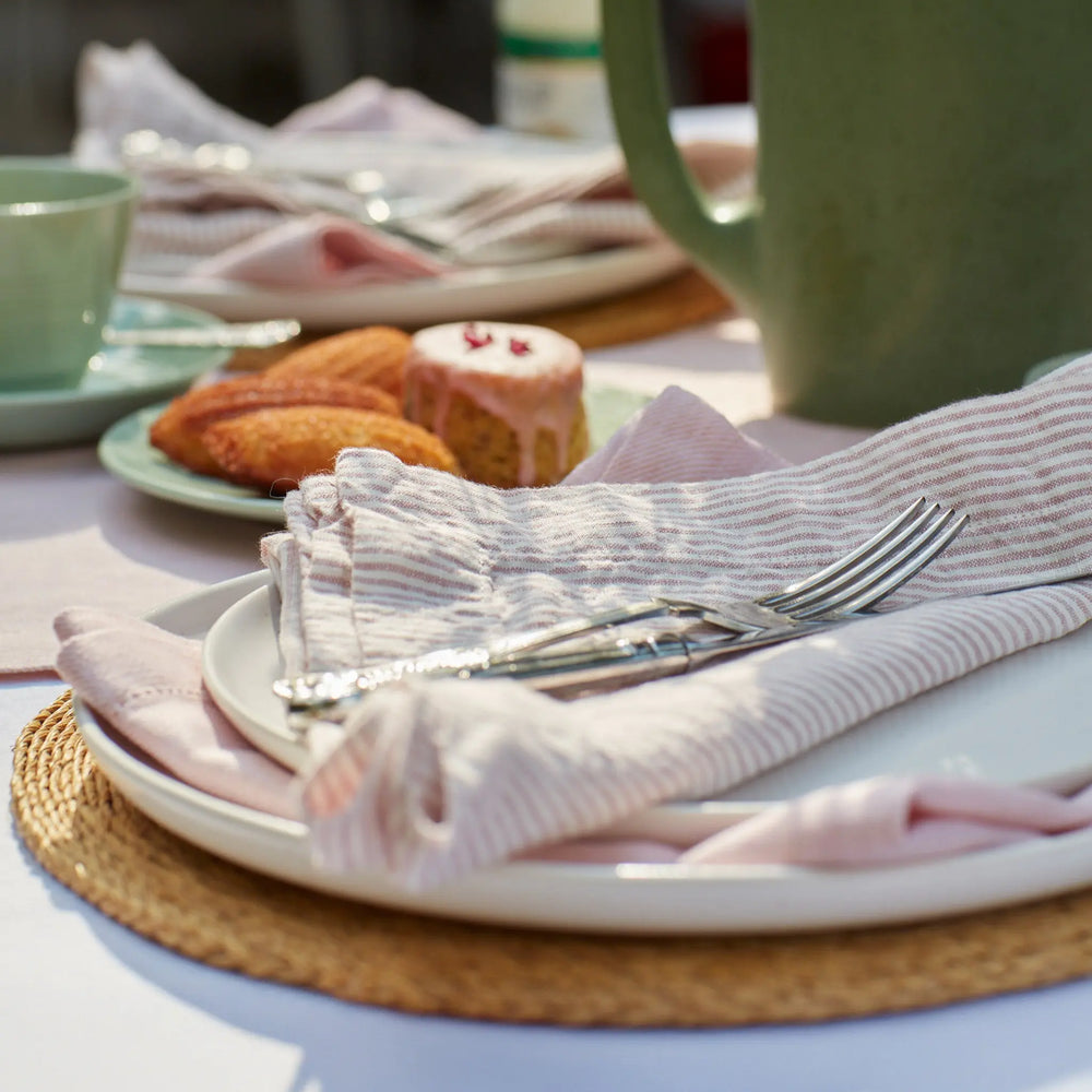 Vintage Rose Sid Stripe 100% Linen Napkins - Set of 4 The Secret Linen Store