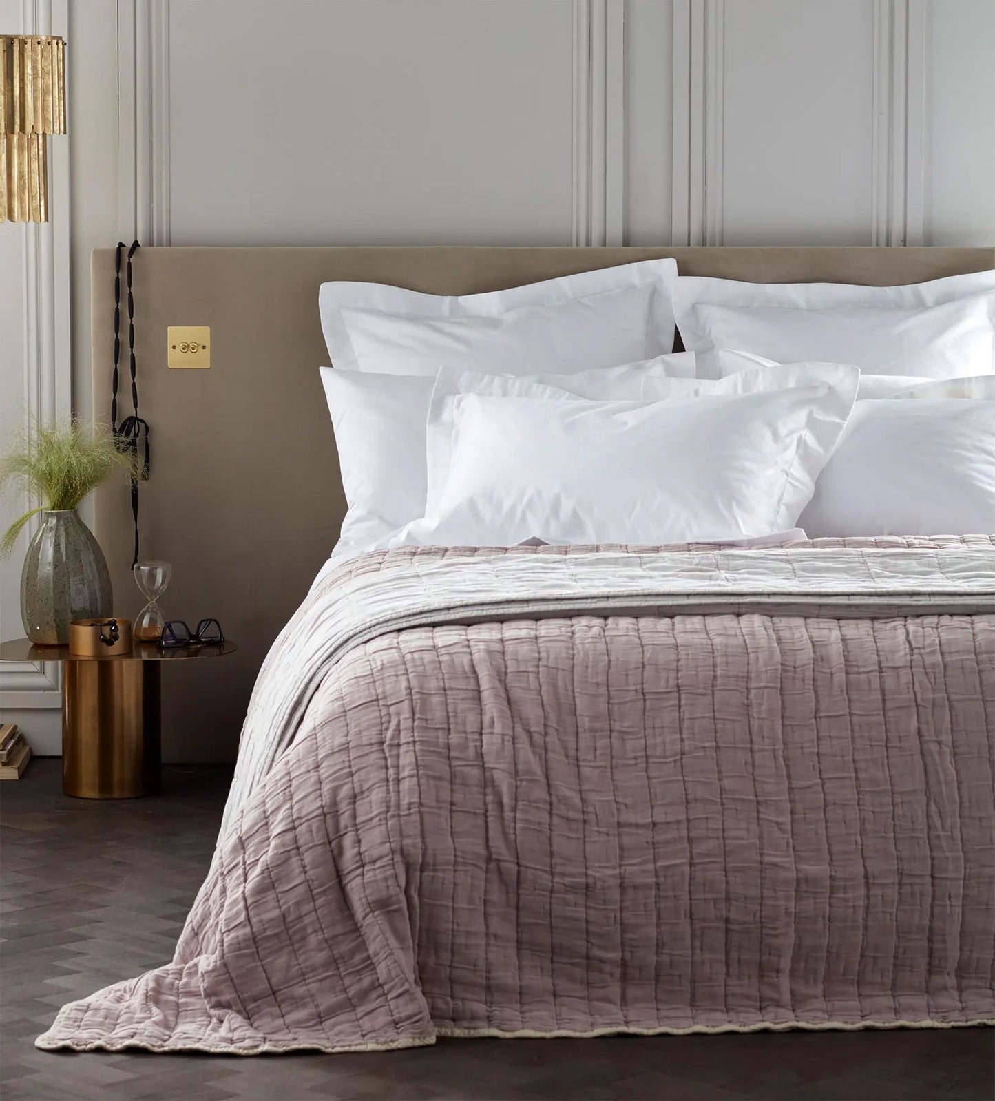 Vintage Rose Vivienne 100% Cotton Quilted Throw The Secret Linen Store