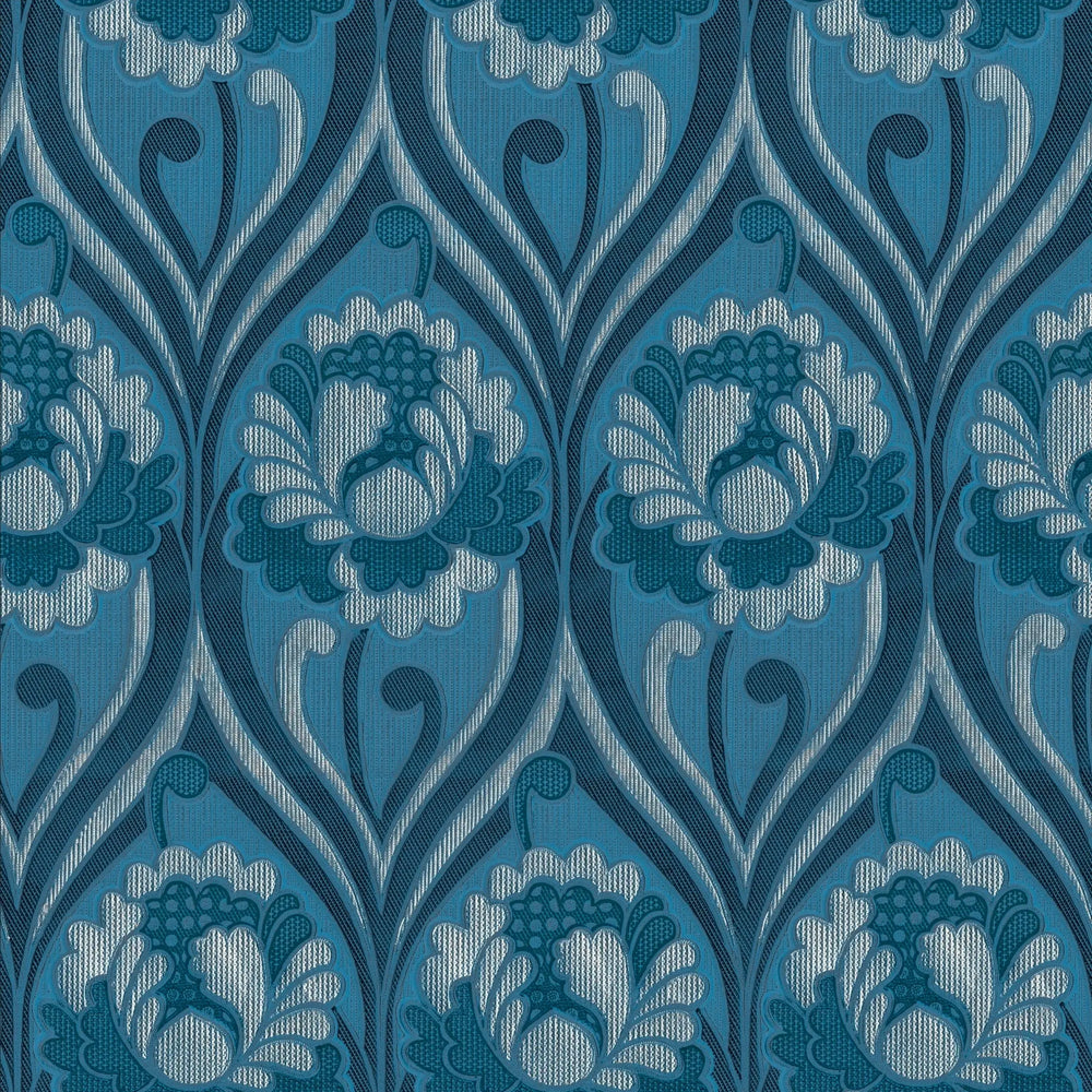 Vintage floral damask Wallpaper - Blue Sharon Jane