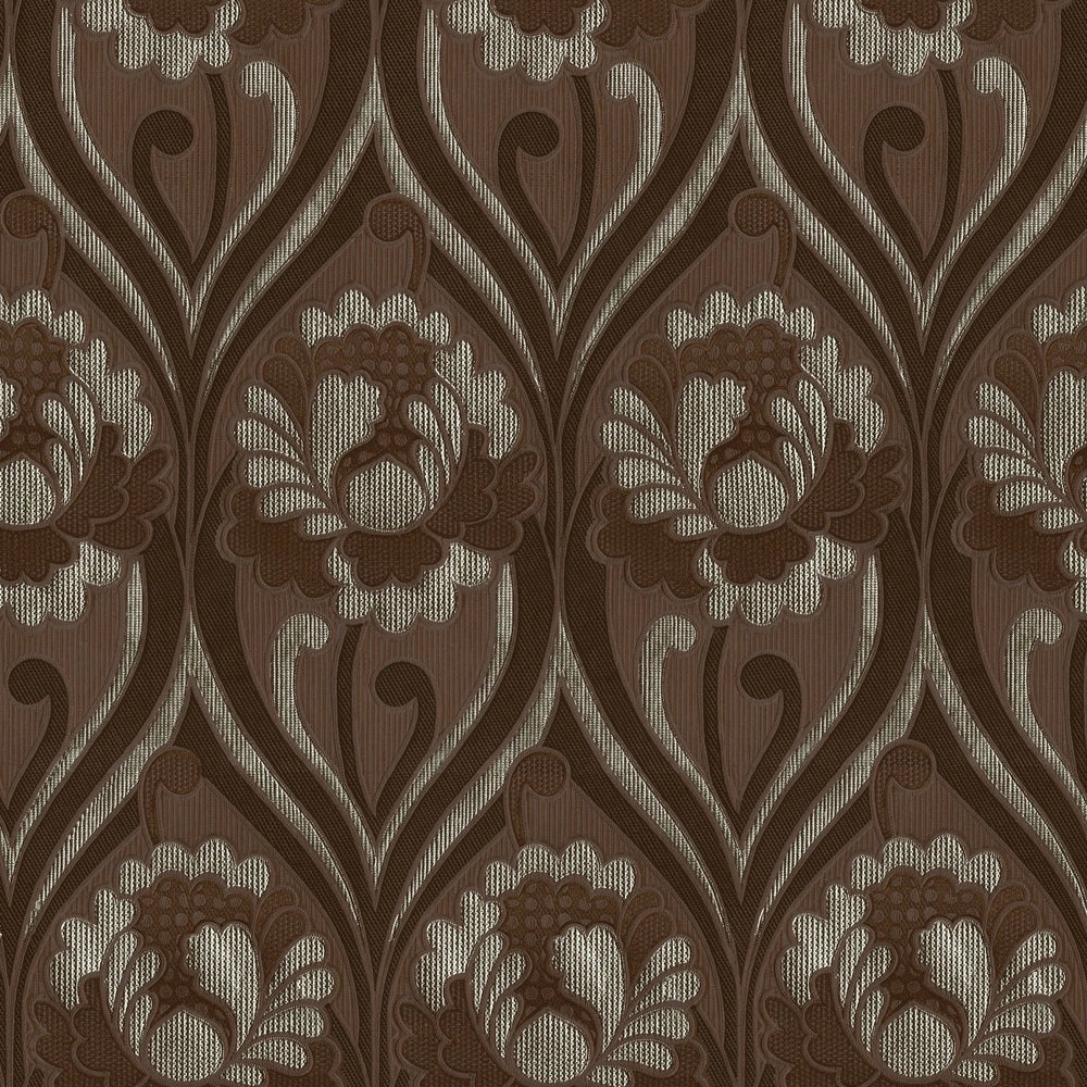 Vintage floral damask Wallpaper - Chocolate Sharon Jane